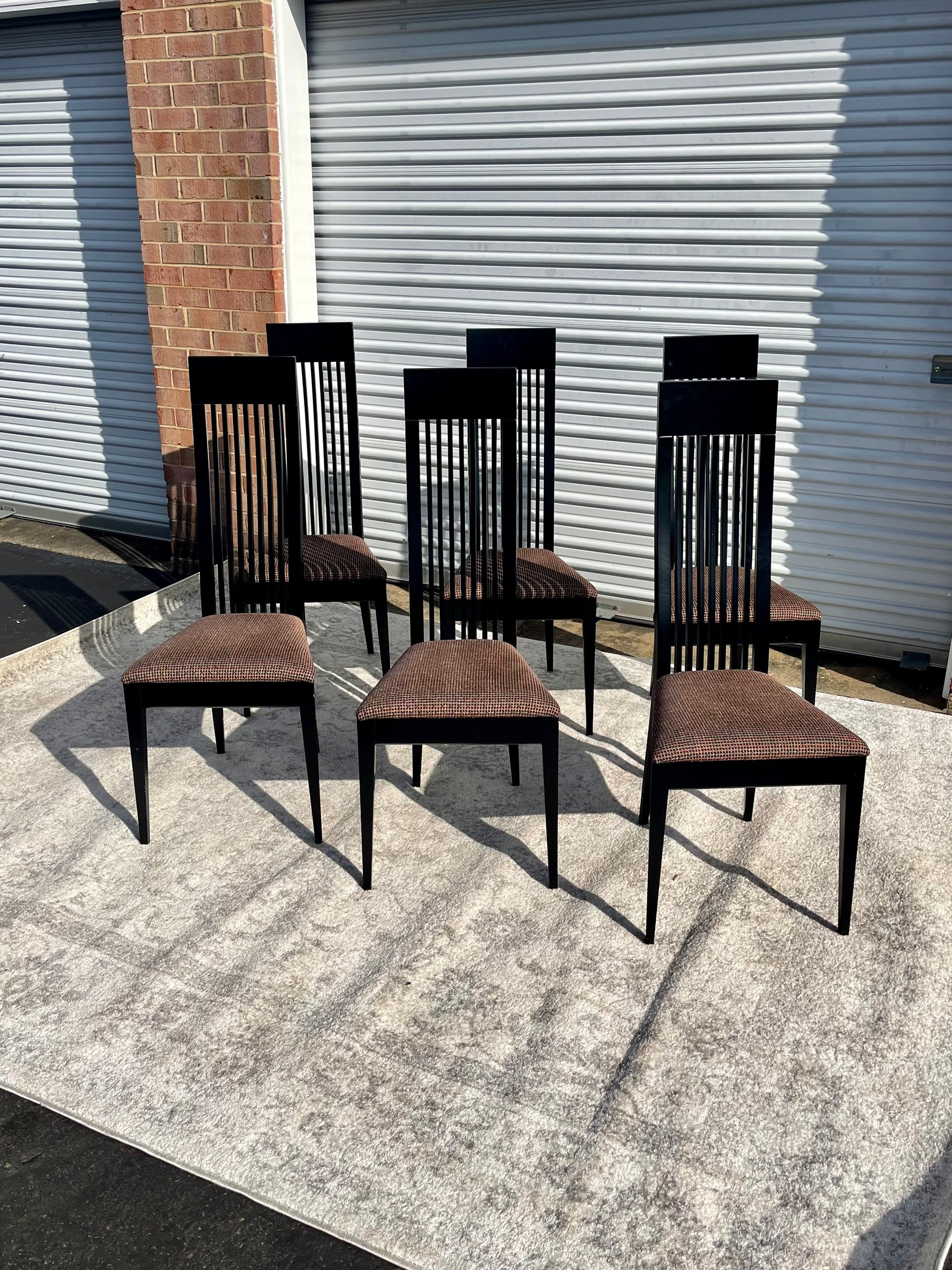 Midcentury Tonon Italian Black Laquered Dining Chairs