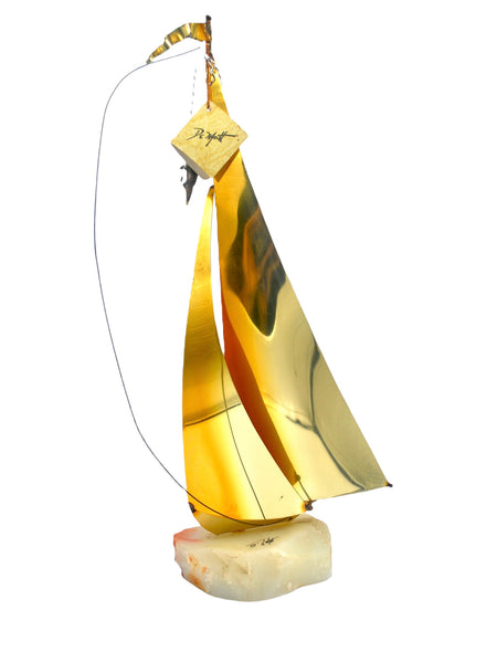 Midcentury De Mott Brass Sailboat Sculpture