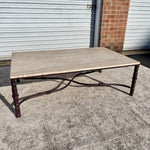Travertine and Iron Coffee Table