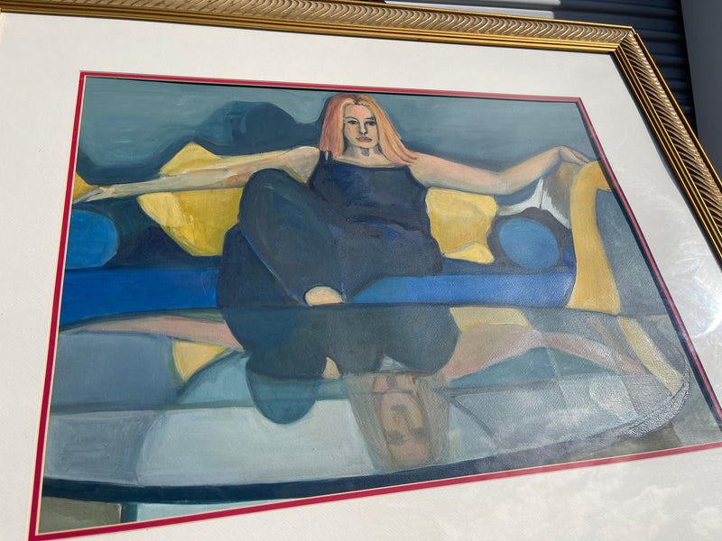 Nina Gelin-Meier Acrylic Painting of Woman and Table