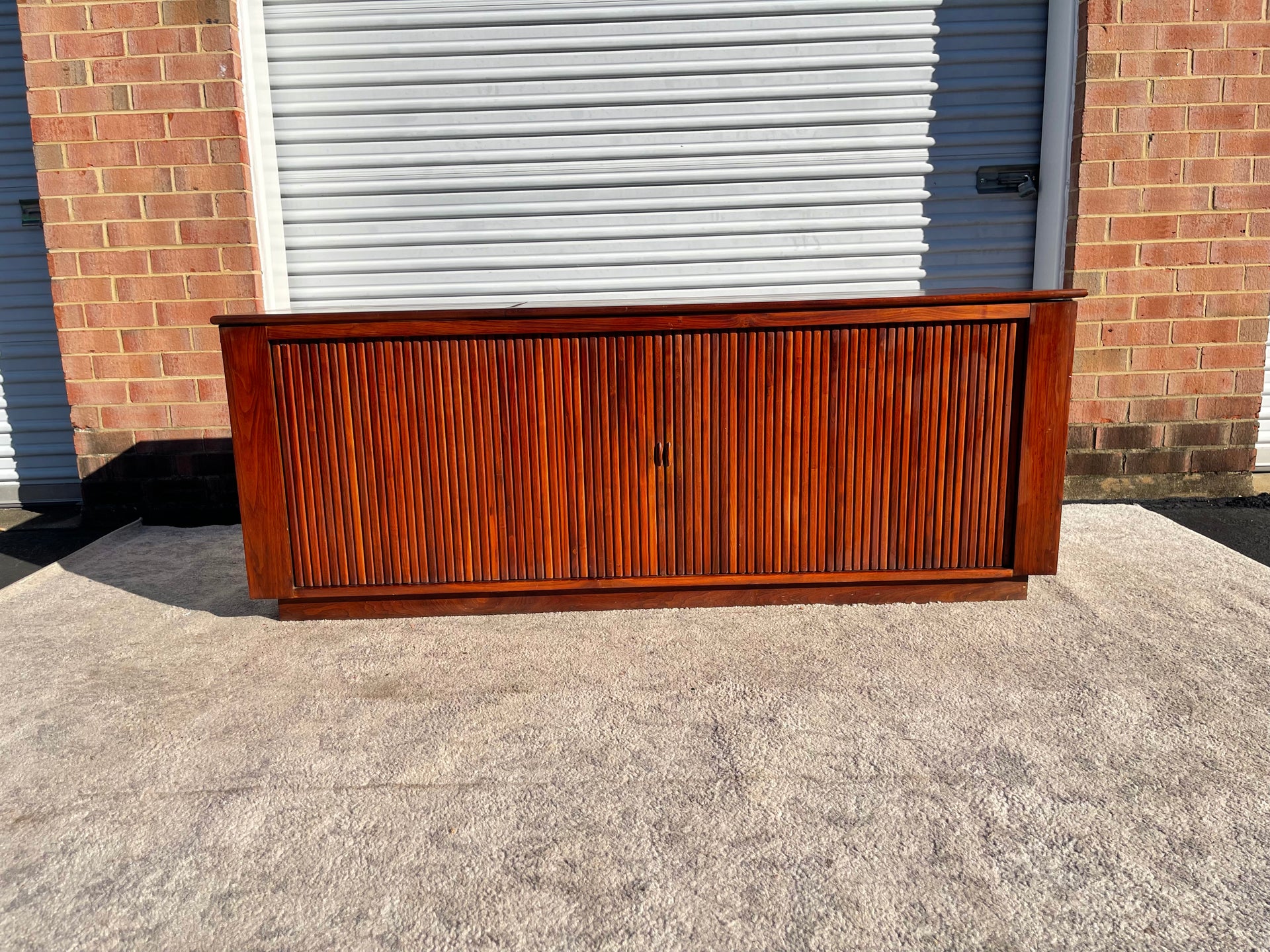 Vintage Tambour Door Record or Media Cabinet