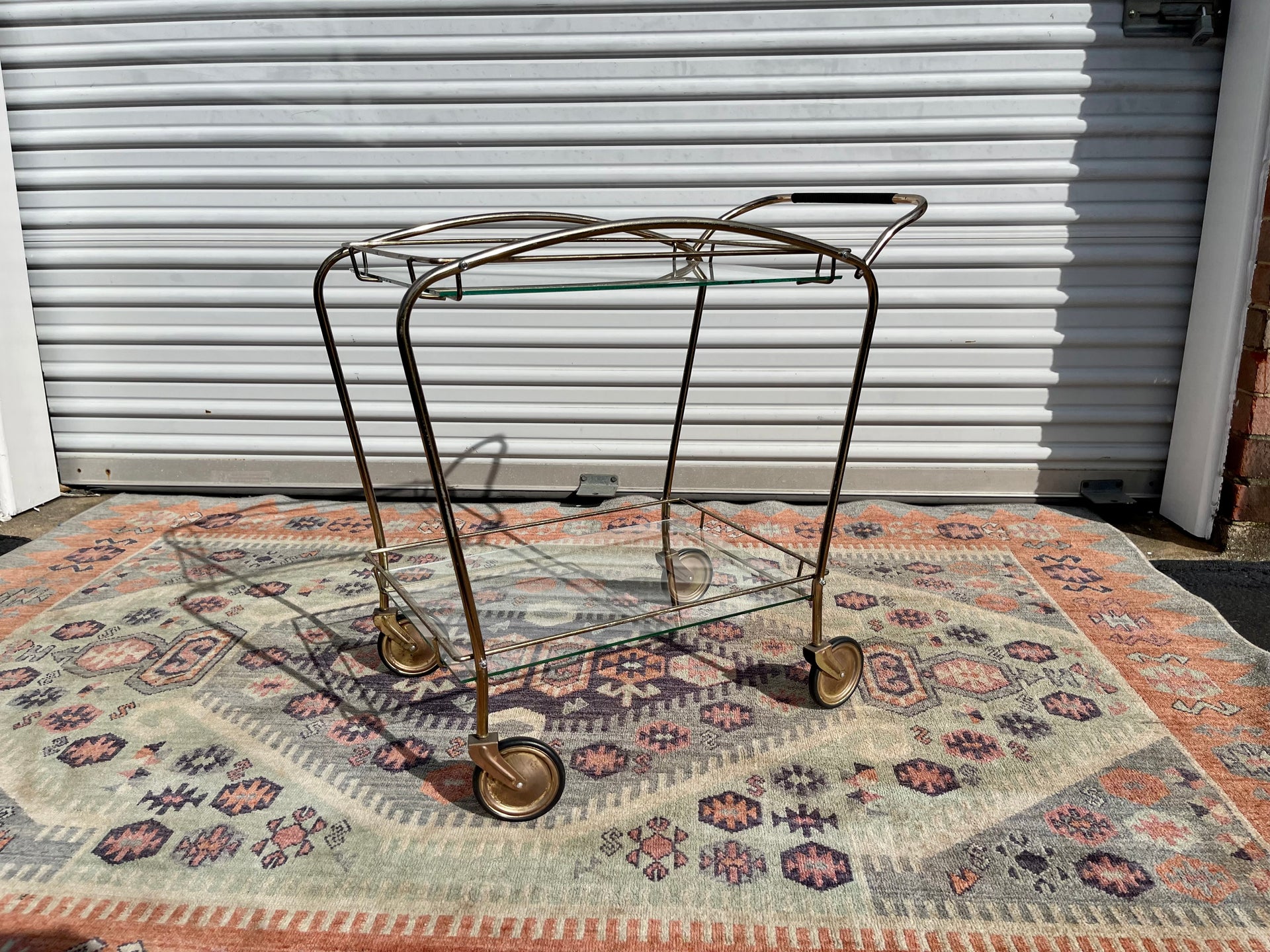 Antique French Art Deco Petite Bar Cart