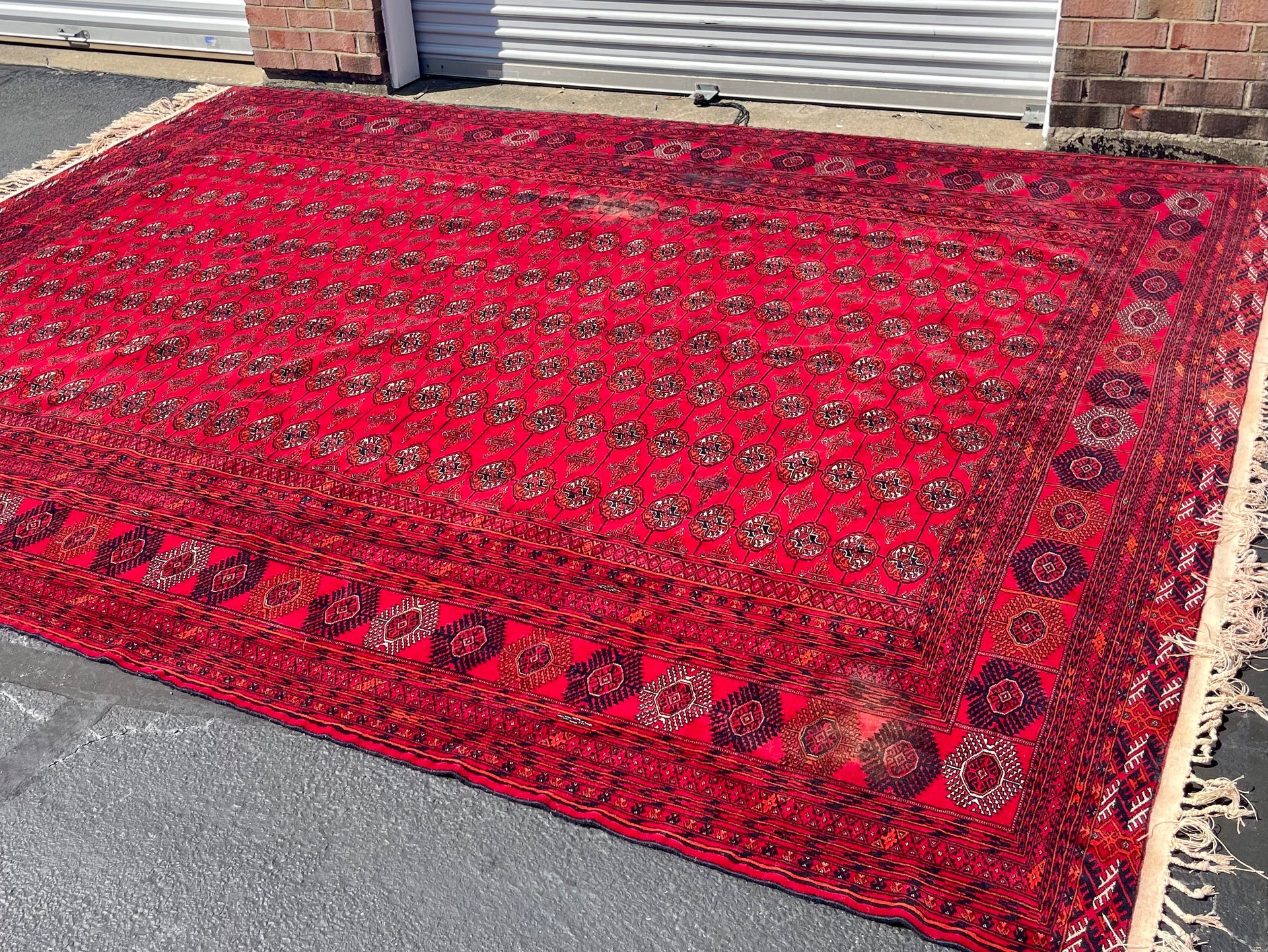 Large Hand-knotted Afghan Bokhara Rug