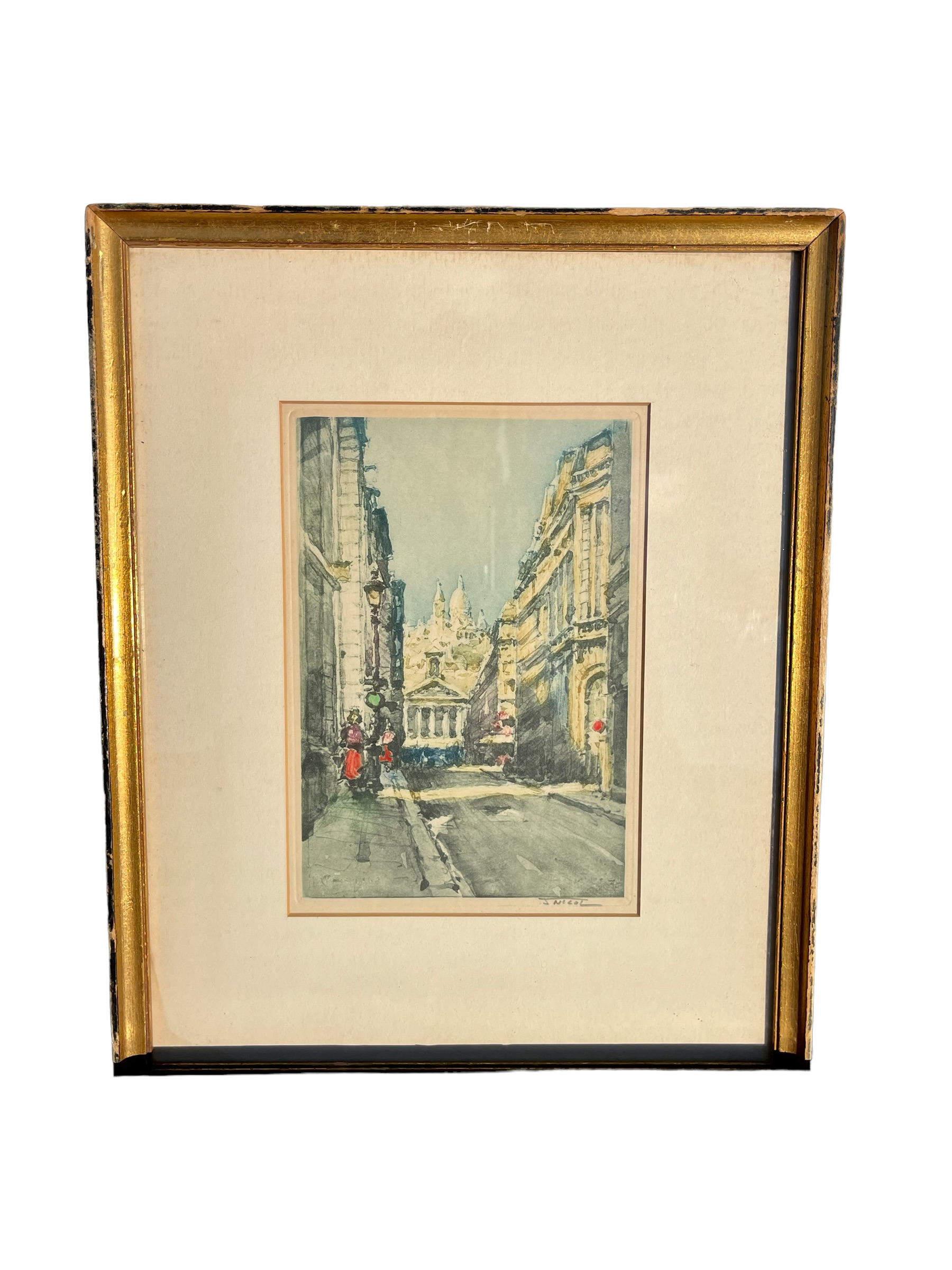 Sacre Coeur Watercolor Print Signed J Nicol