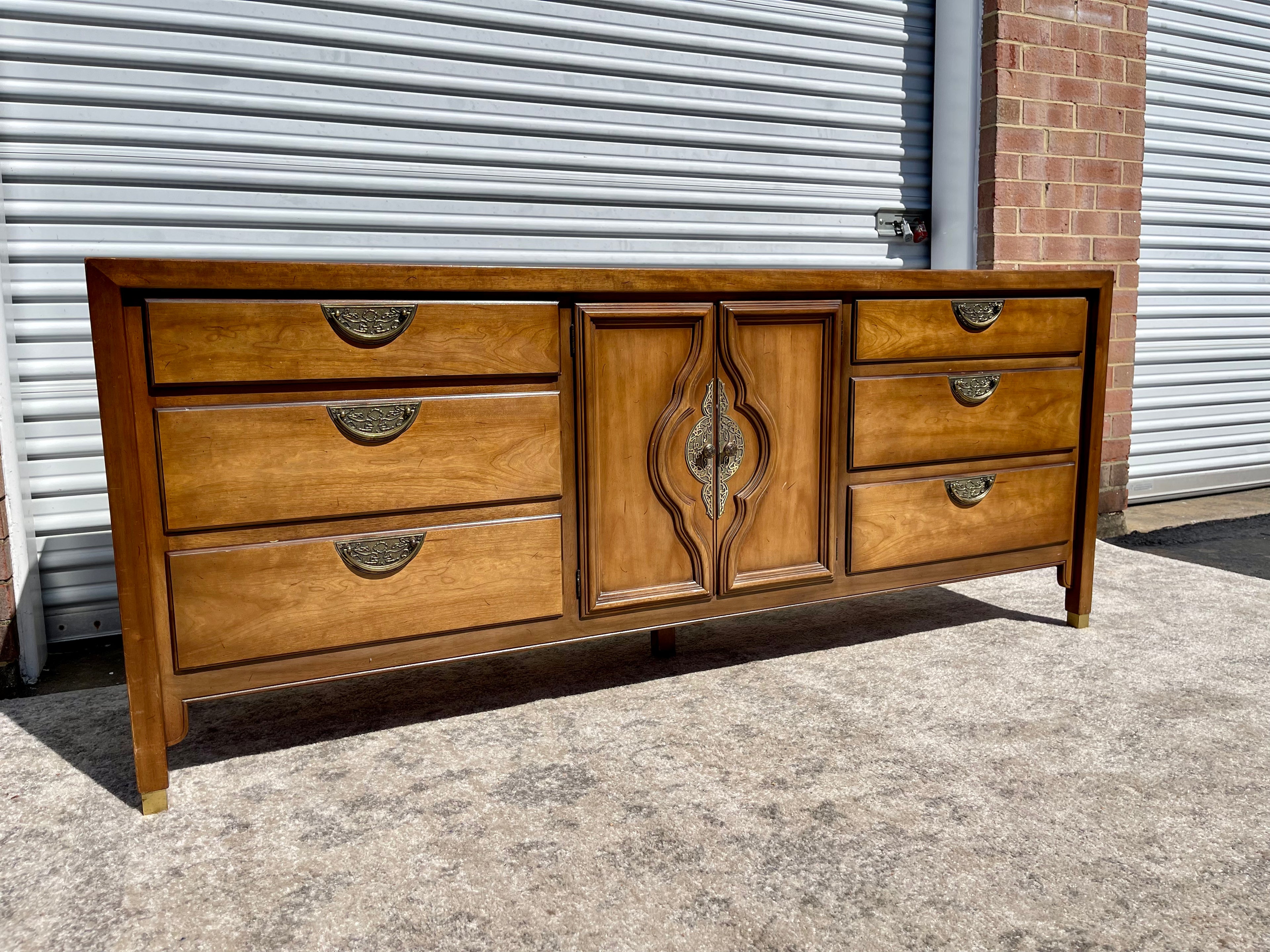 mid century modern vintage dresser 1960s Mid Century Modern Walnut Highboy Dresser by Dixie Furniture