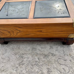 Chinoiserie Asian Inspired Bassett Coffee Table with Brass Accents