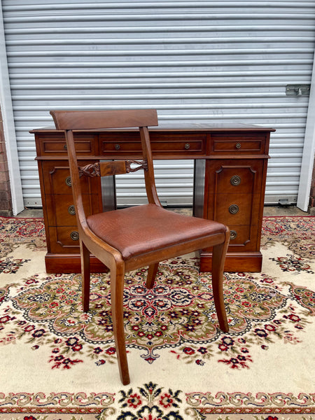 Antique Leather Top Executive Desk and Chair