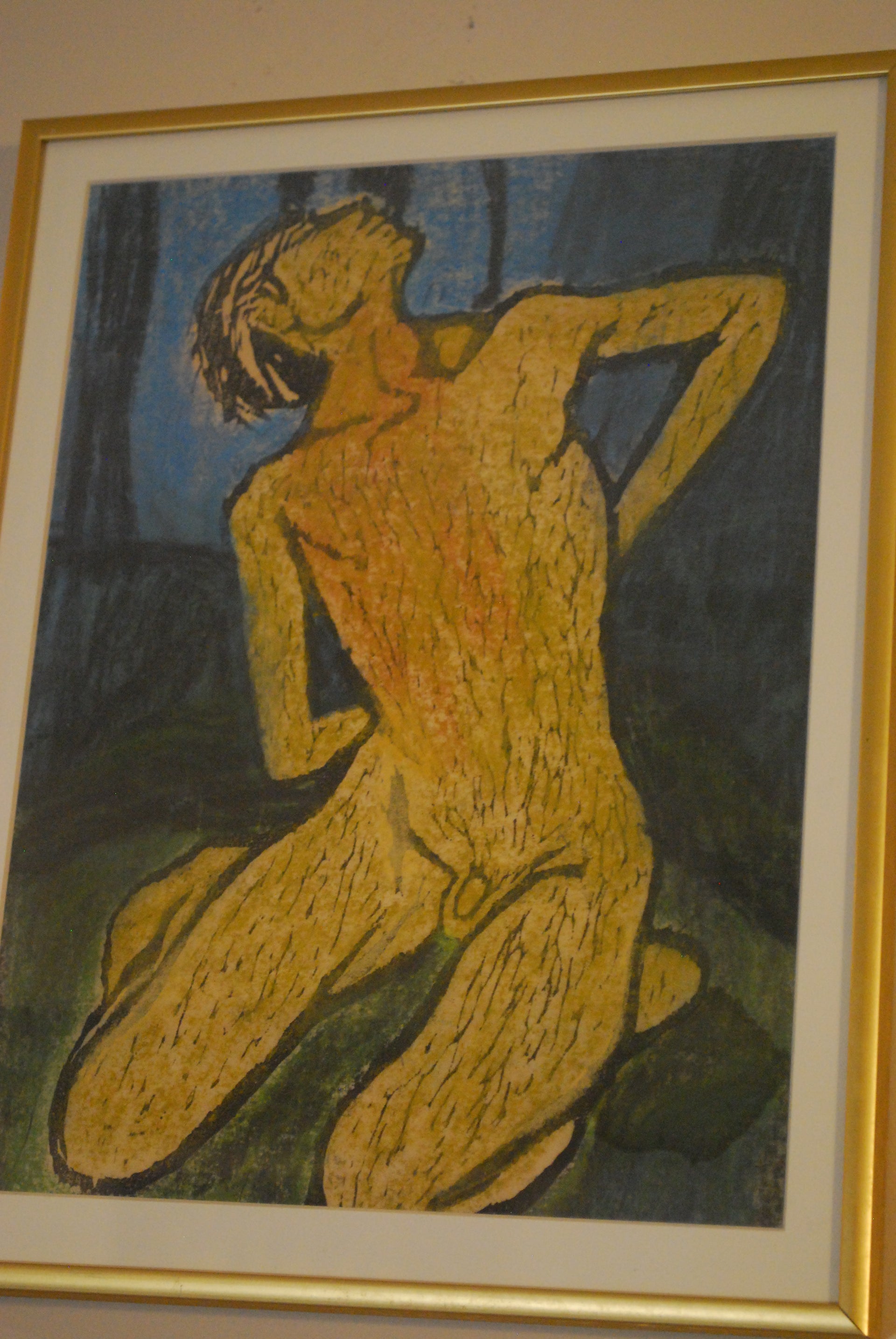 Tuffli Woodblock and Pastel Composition
