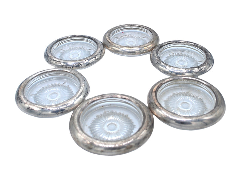 Sterling Silver and Crystal Hollywood Regency Coasters