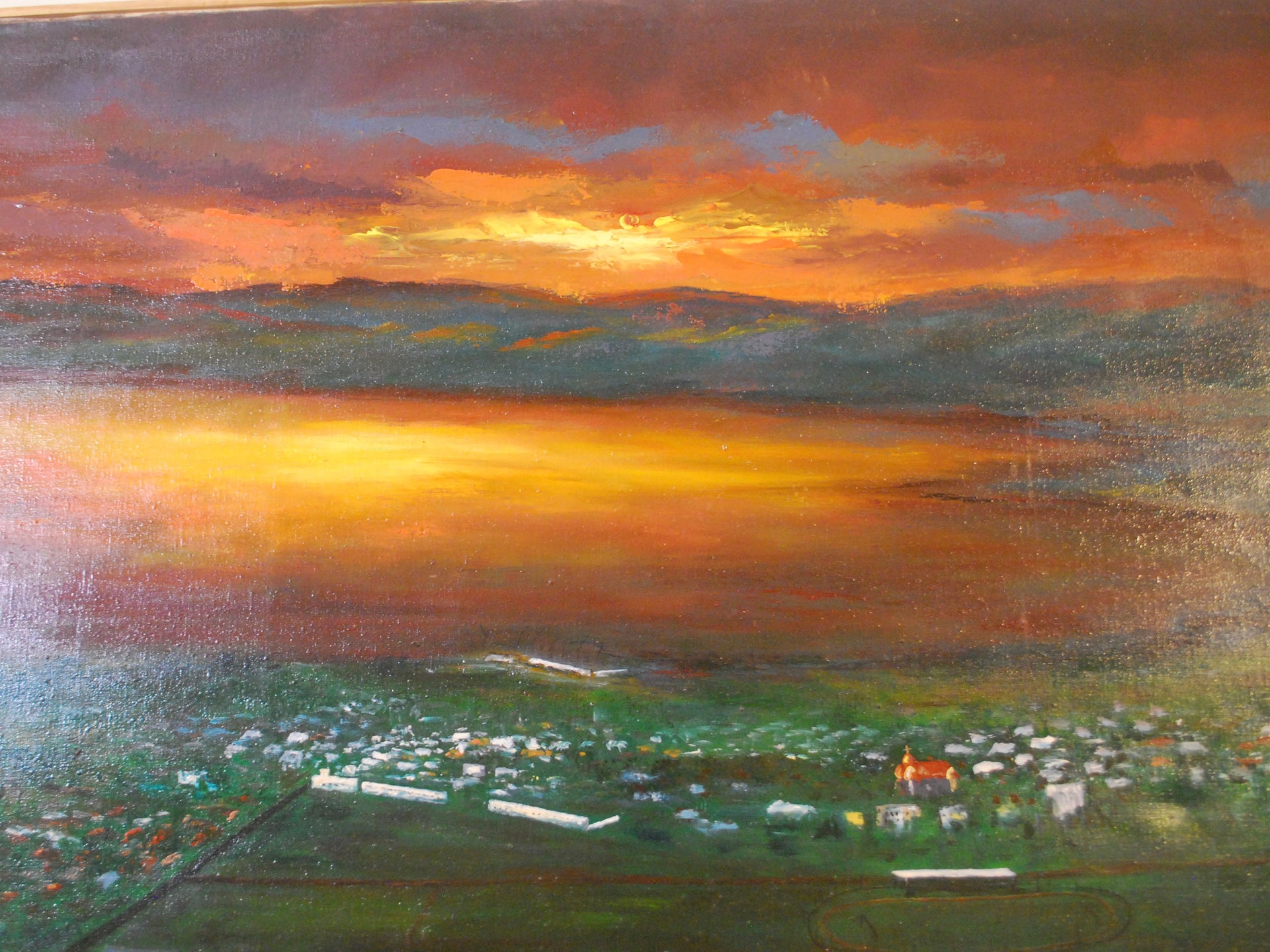 Songoro Kitenge African Sunset Oil on Canvas