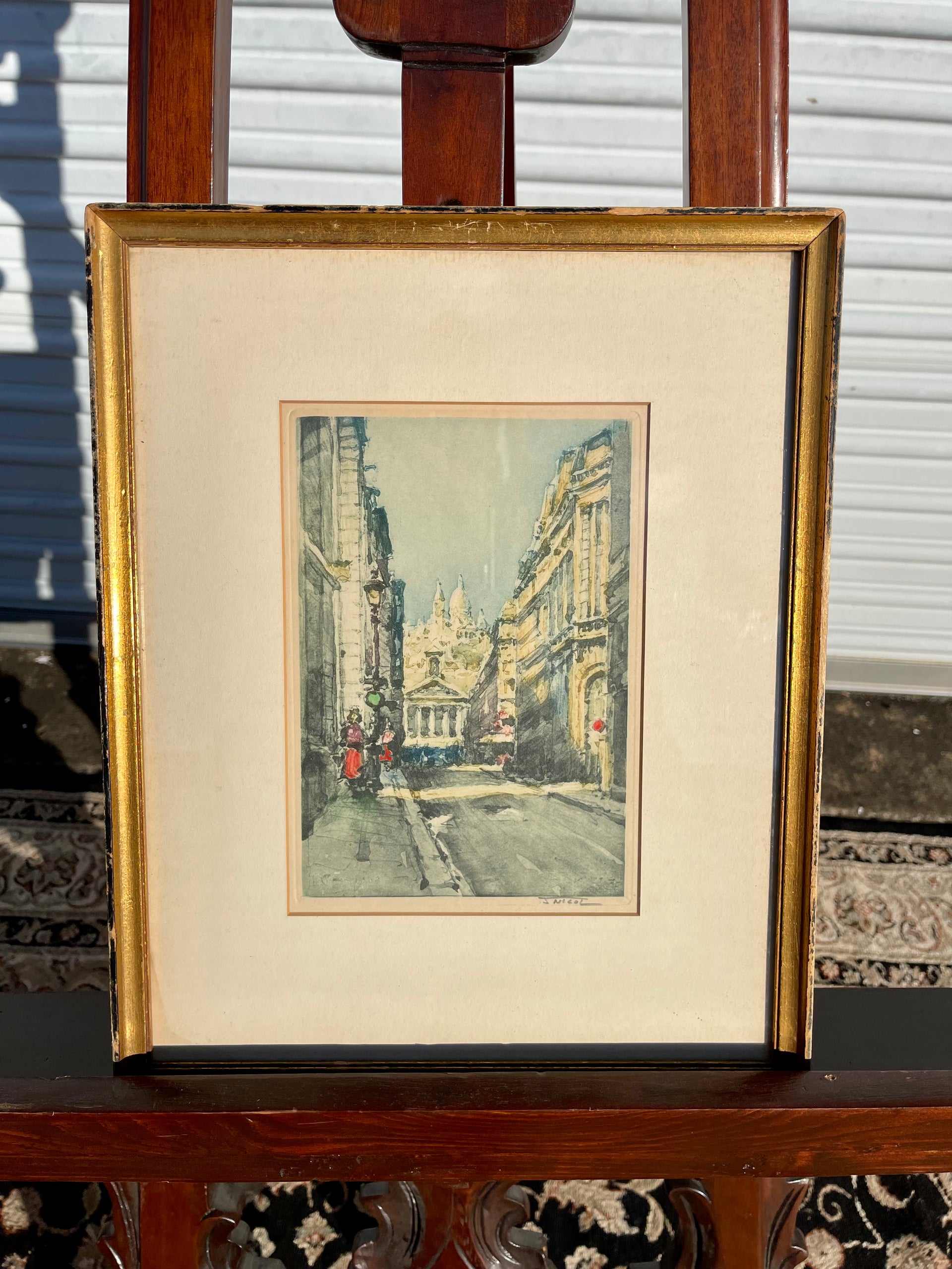 Sacre Coeur Watercolor Print Signed J Nicol