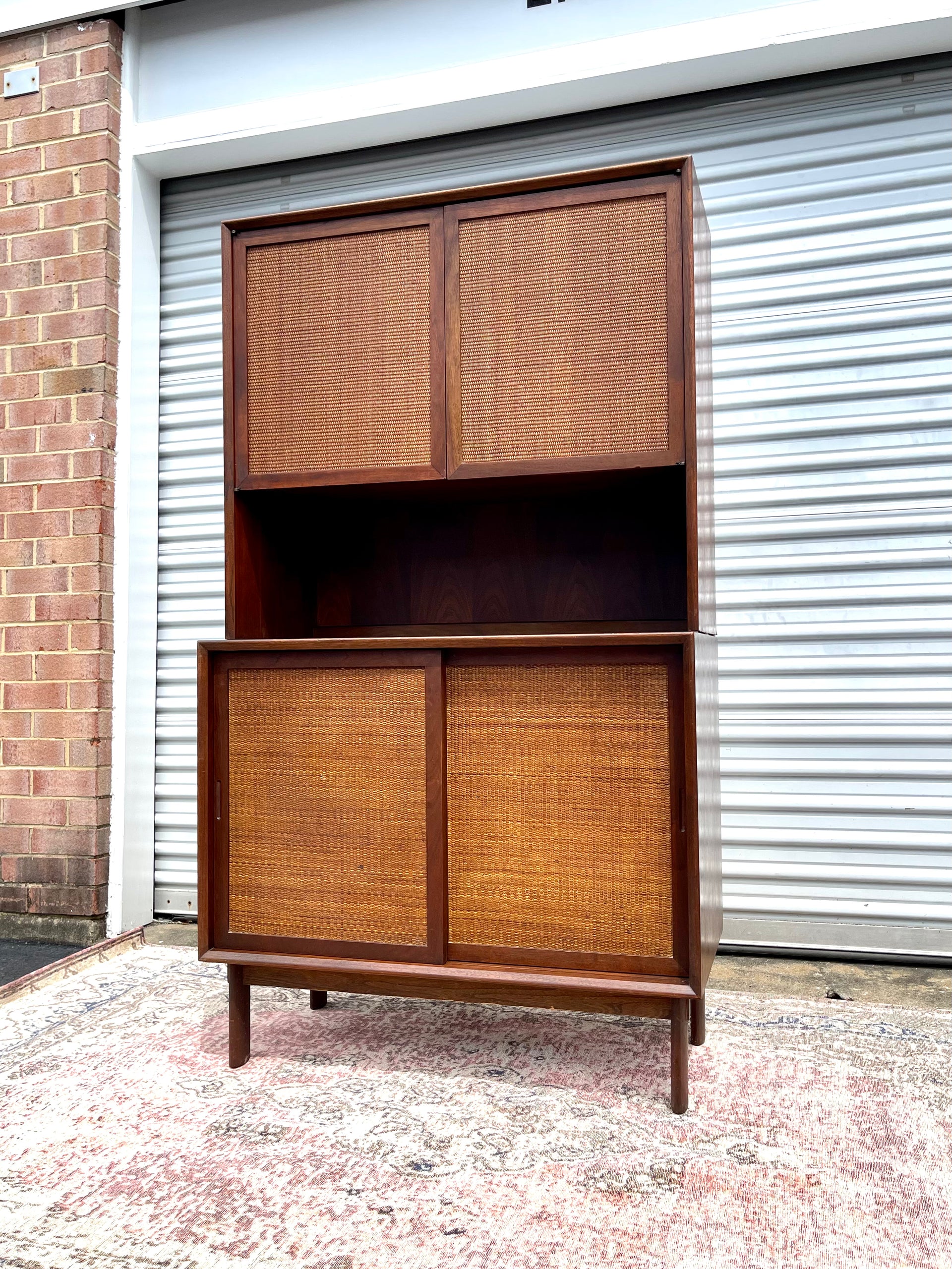 Mid Century Rattan Hutch