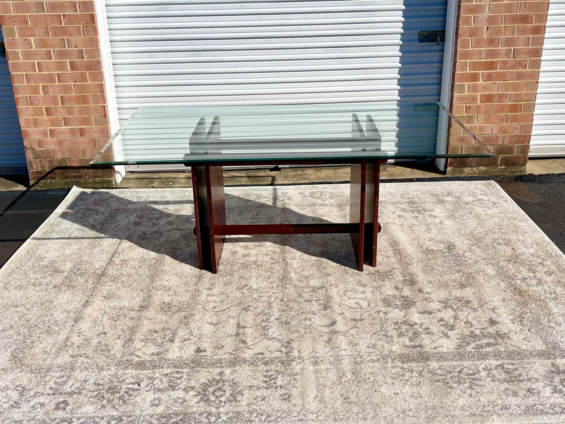 Danish Modern Rosewood and Glass Dining Table