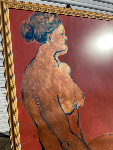 Nina Gelin-Meier Gold and Red Nude Painting #1