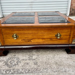 Chinoiserie Asian Inspired Bassett Coffee Table with Brass Accents