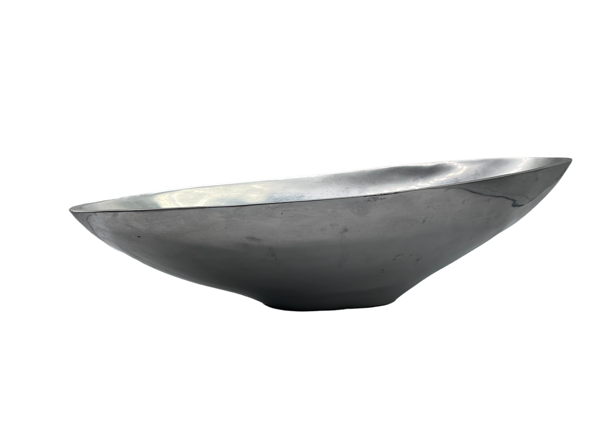 Vintage Oval Bowl Silver Pewter Anna Everlund Angled Mid Century Modern