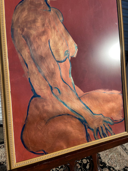 Nina Gelin-Meier Gold and Red Nude Painting #1