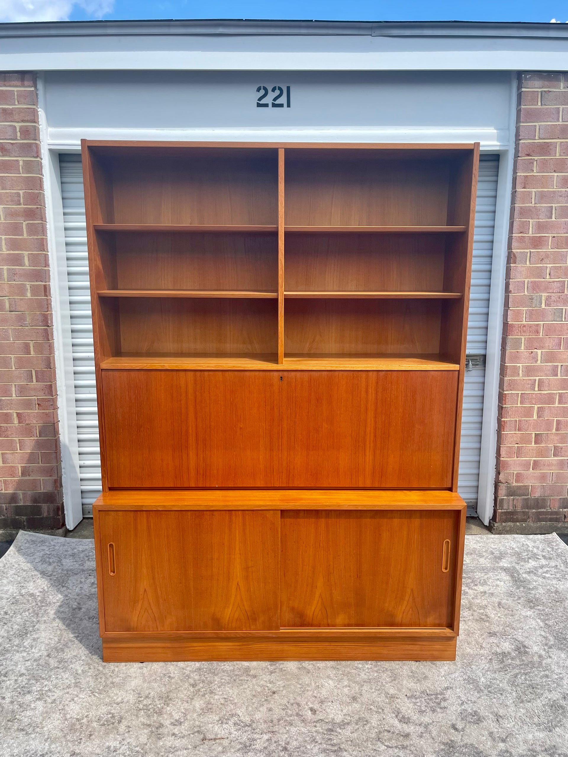 Poul Hundevad Danish Teak Bookcase, Secretary & Credenza