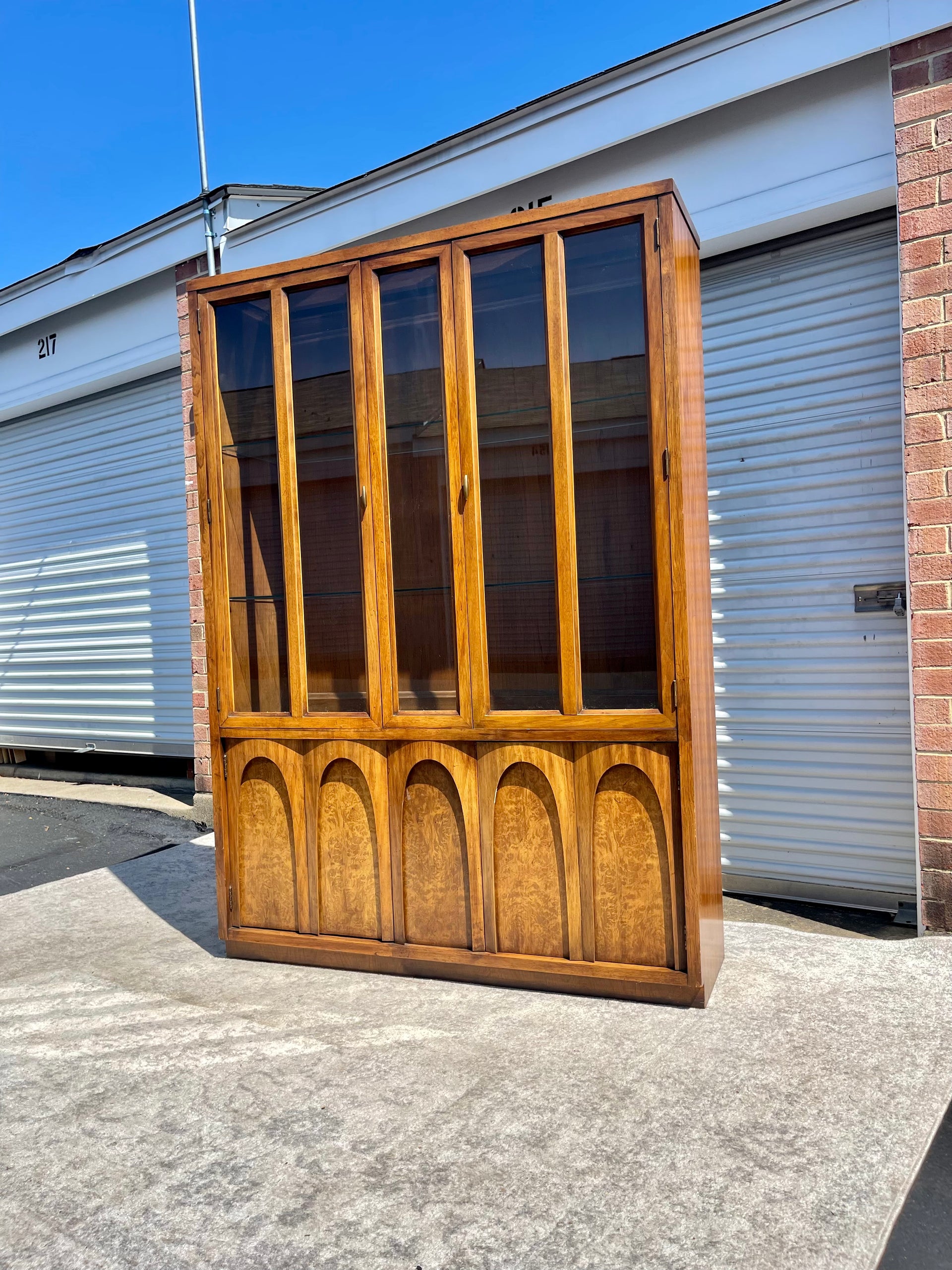 Brutalist Mid Century China Cabinet Hutch