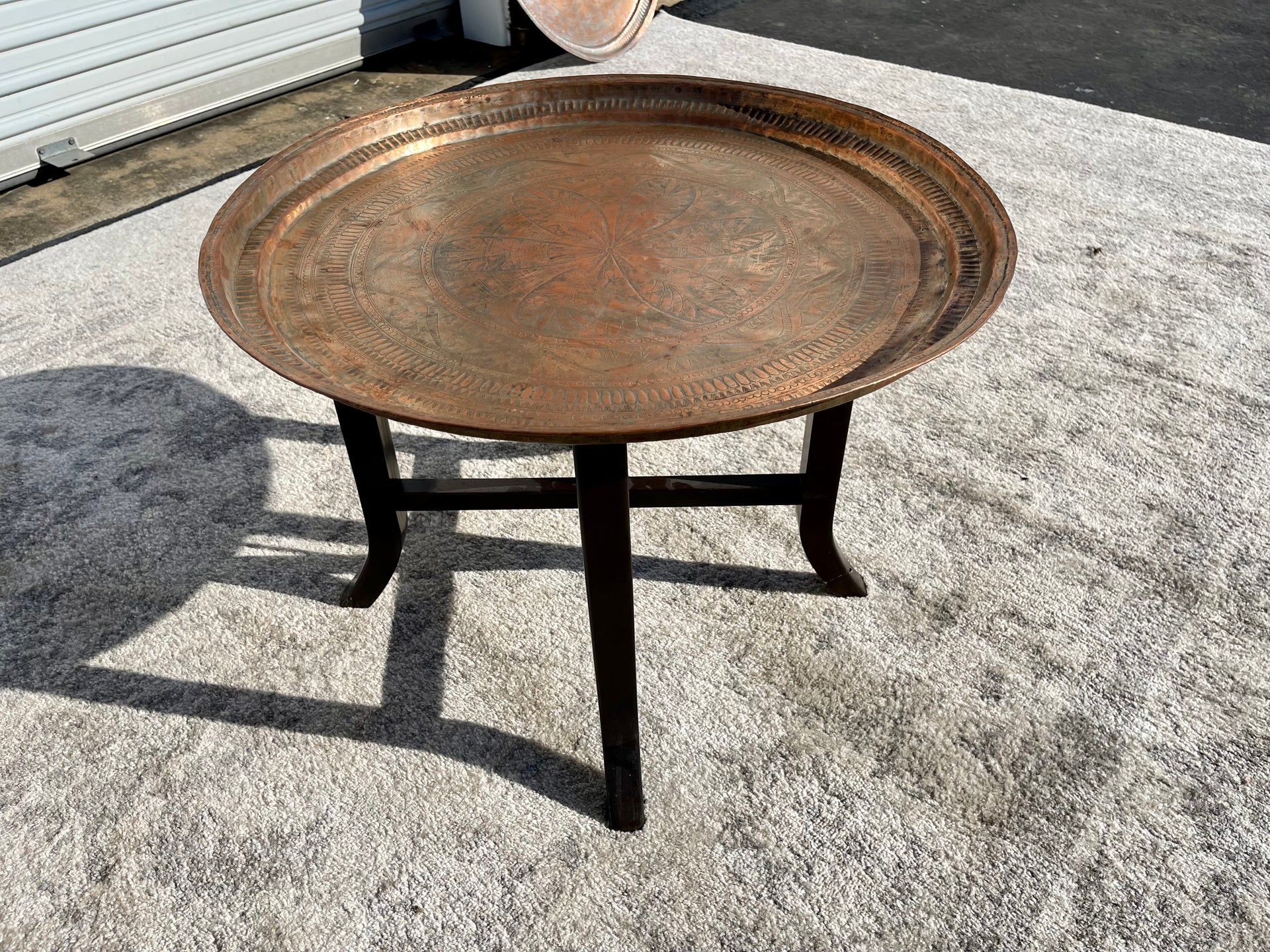 Indian Hand Hammered Copper Folding Table