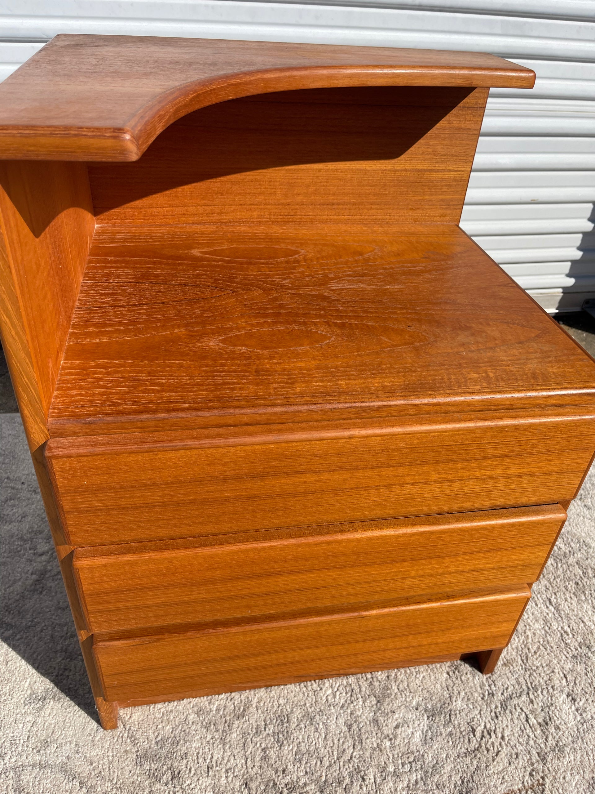 Danish Modern Two Tiered Teak Nightstand by Mobican