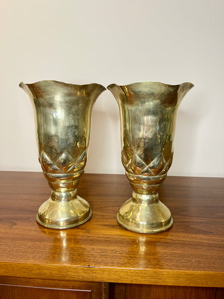 Hollywood Regency Heavy Brass Vases