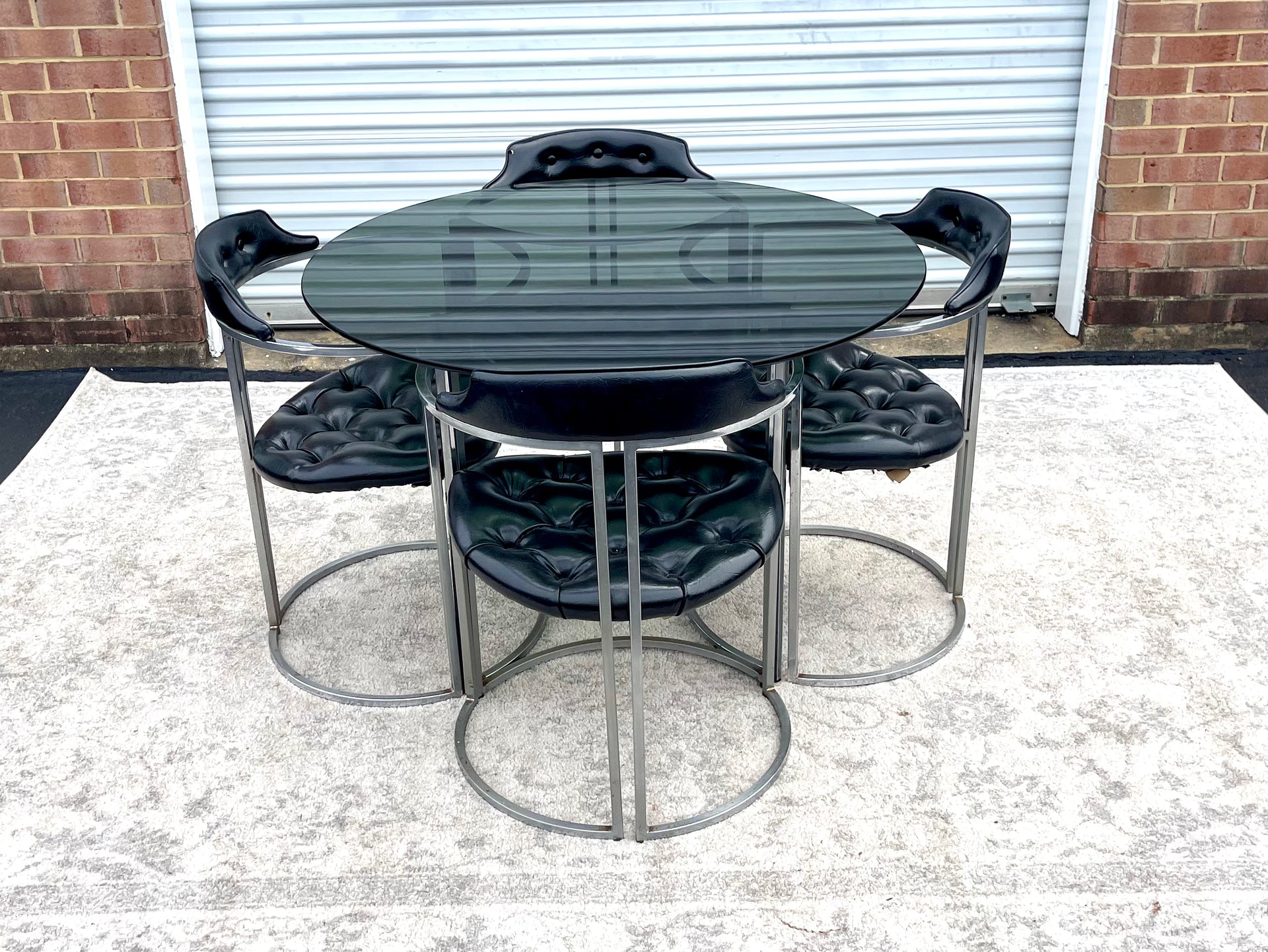 Daystrom Chrome and Smoked Glass Dining Set