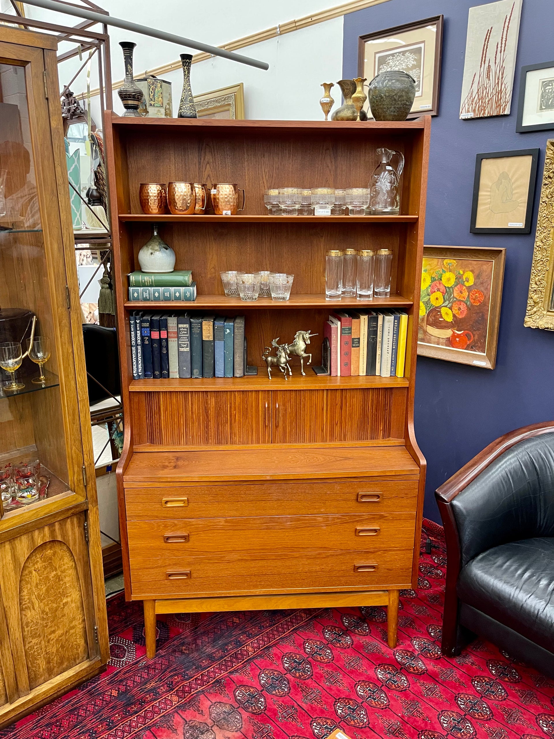 Danish Modern Teak Bookcase and Sectional by Johannes Sorth for Bornholm