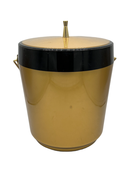 Midcentury Gold and Black Ice Bucket