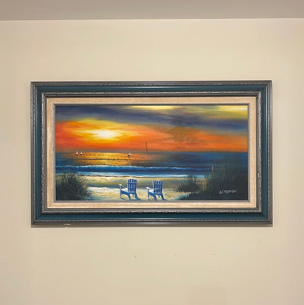 W. Redman Oil on Canvas Beach Scene