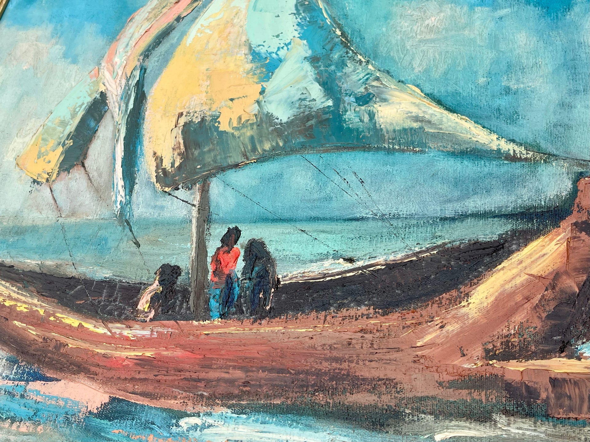 Sage 1970 Oil on Canvas Sailboat Painting
