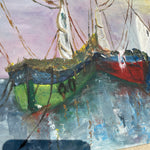 Mid Century Oil on Canvas Ship Painting