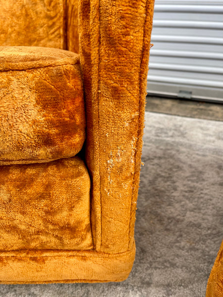 California Furniture Mfg. Co. Crushed Velvet Orange Club Chairs