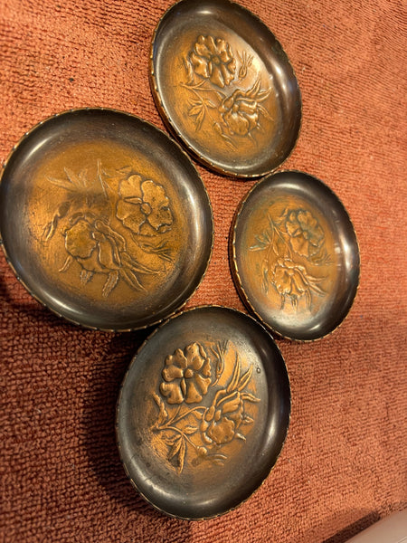 Vintage copper flower coasters