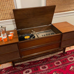 Walnut Stereo Cabinet & Credenza by William Tell for General Electric