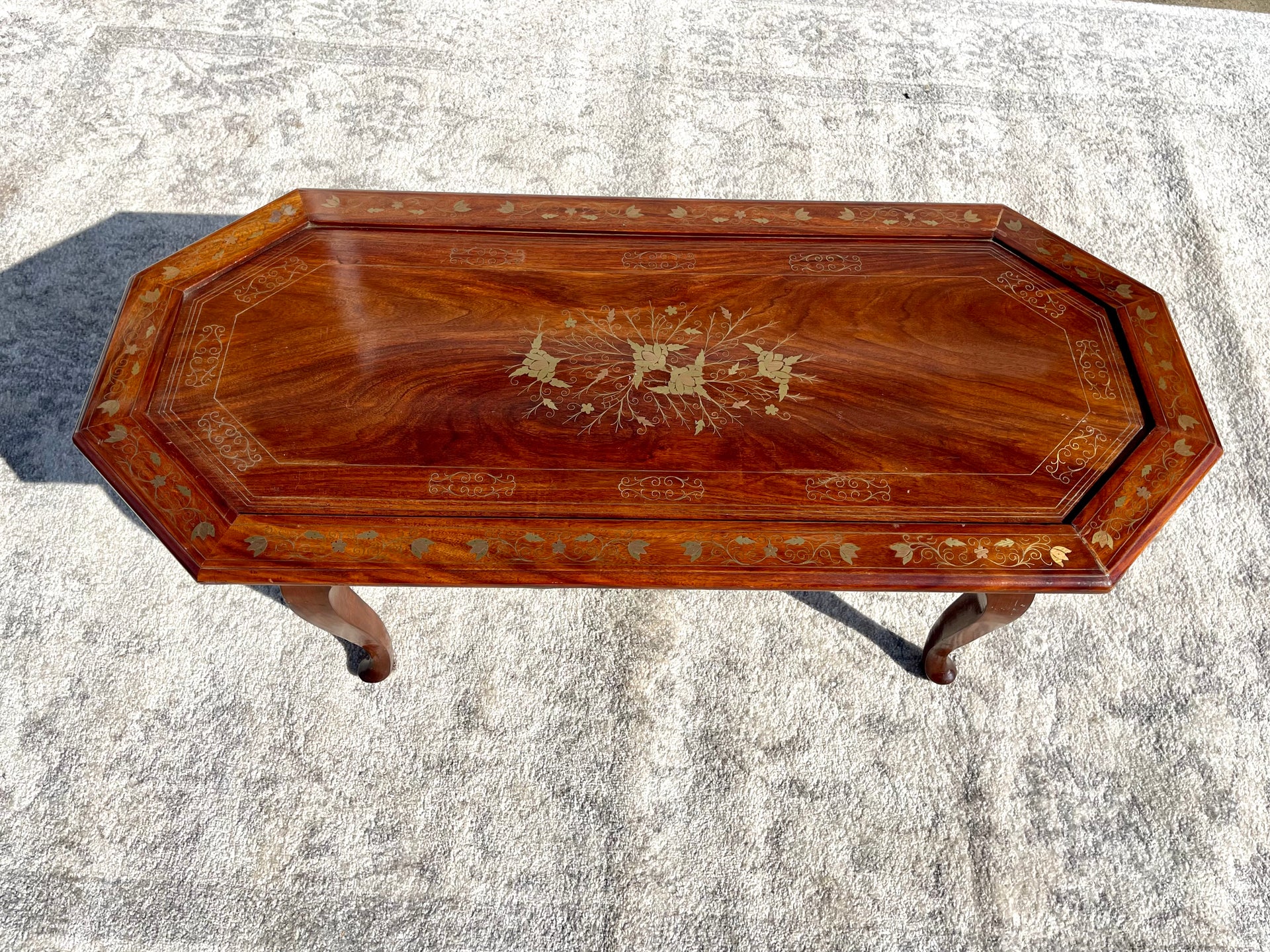 Indian Campaign Inlaid Brass Coffee Table