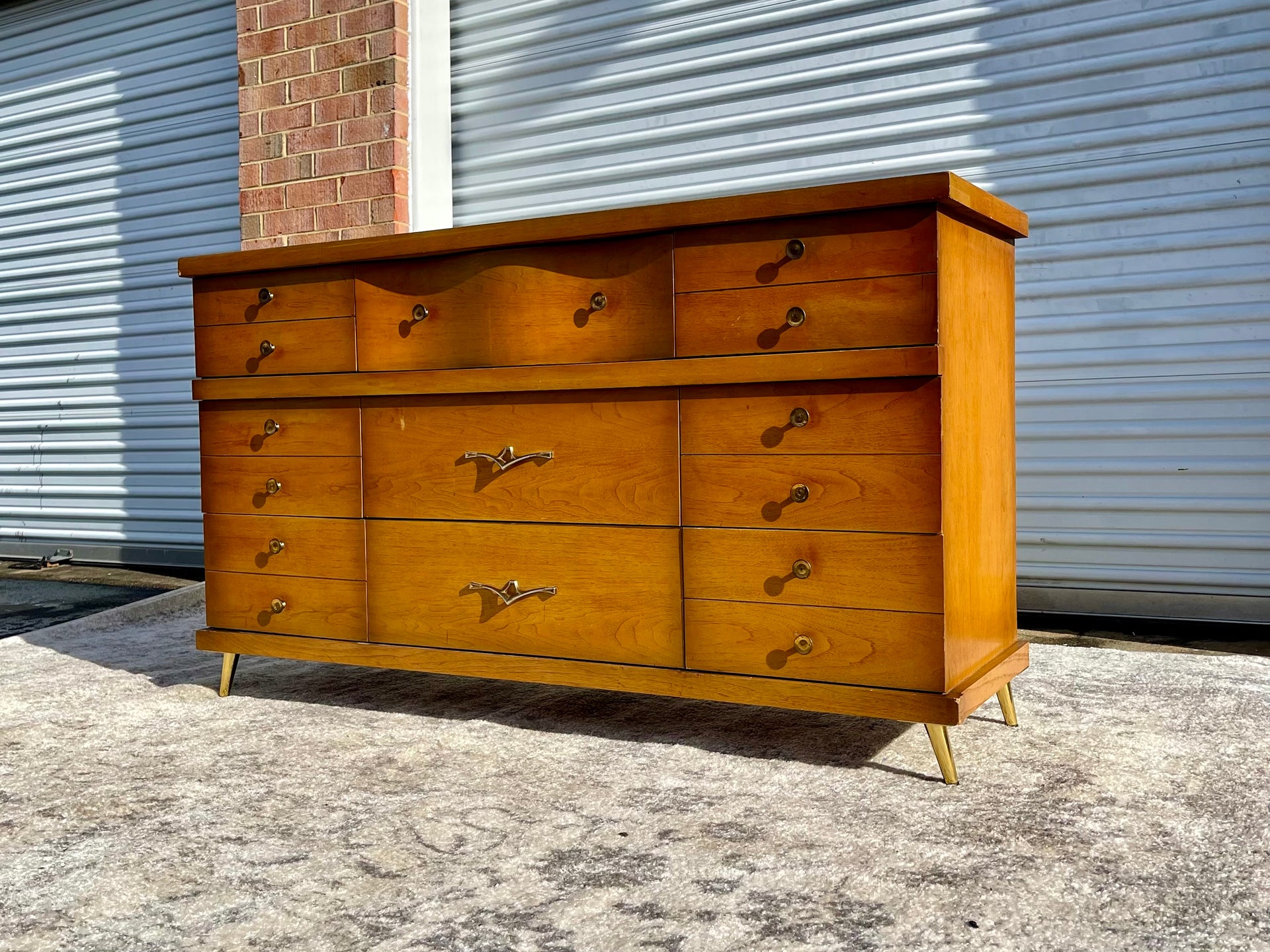 Mid Century Modern 9 Drawer Lowboy Dresser