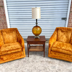 California Furniture Mfg. Co. Crushed Velvet Orange Club Chairs