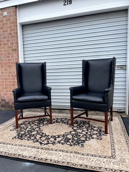 Hickory Chair Mfg. Leather Highback Chairs