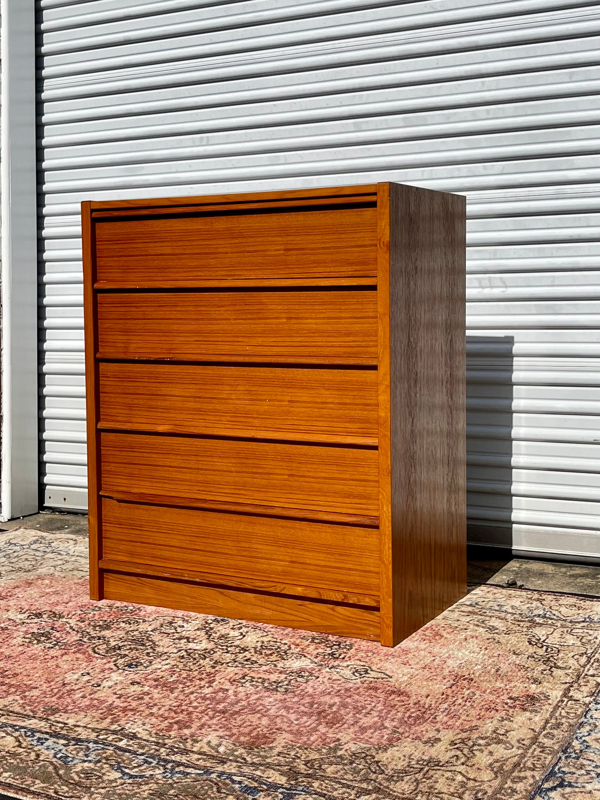 Danish Modern Teak Tallboy Dresser