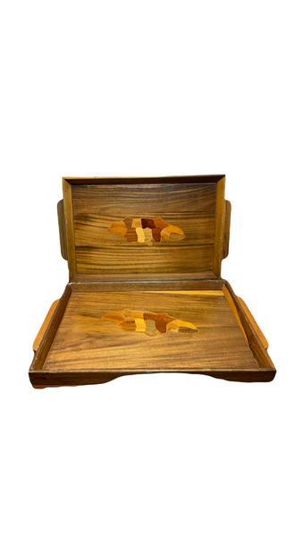 Jamaican Handmade Wooden Inlaid Server Trays
