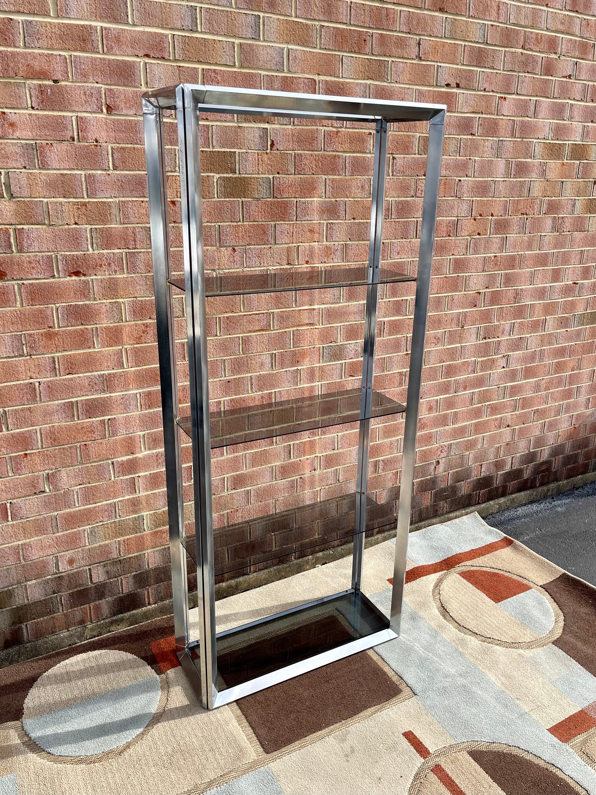 Vintage Chrome and Glass Etagere