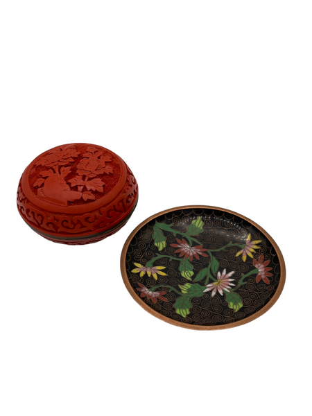 Cloisonné Inlaid Ring Box and Ring Tray