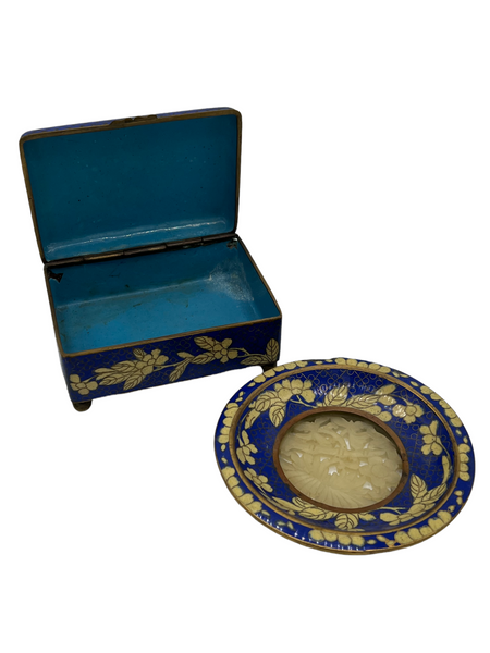 Cloisonné and Faux Jade Trinket Box and Dish