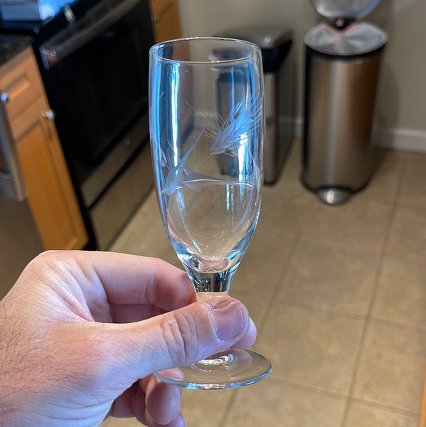 Mid Century Etched Sherry Glasses