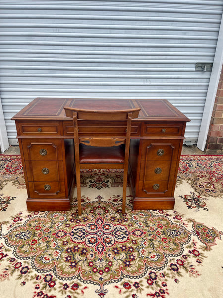 Antique Leather Top Executive Desk and Chair