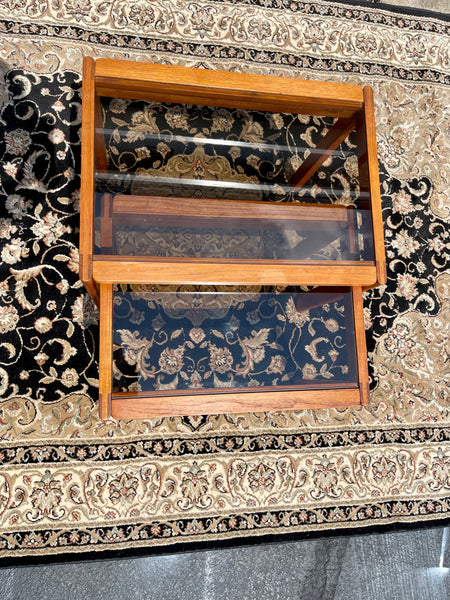 Danish Modern Teak Smoked Glass Nesting Tables