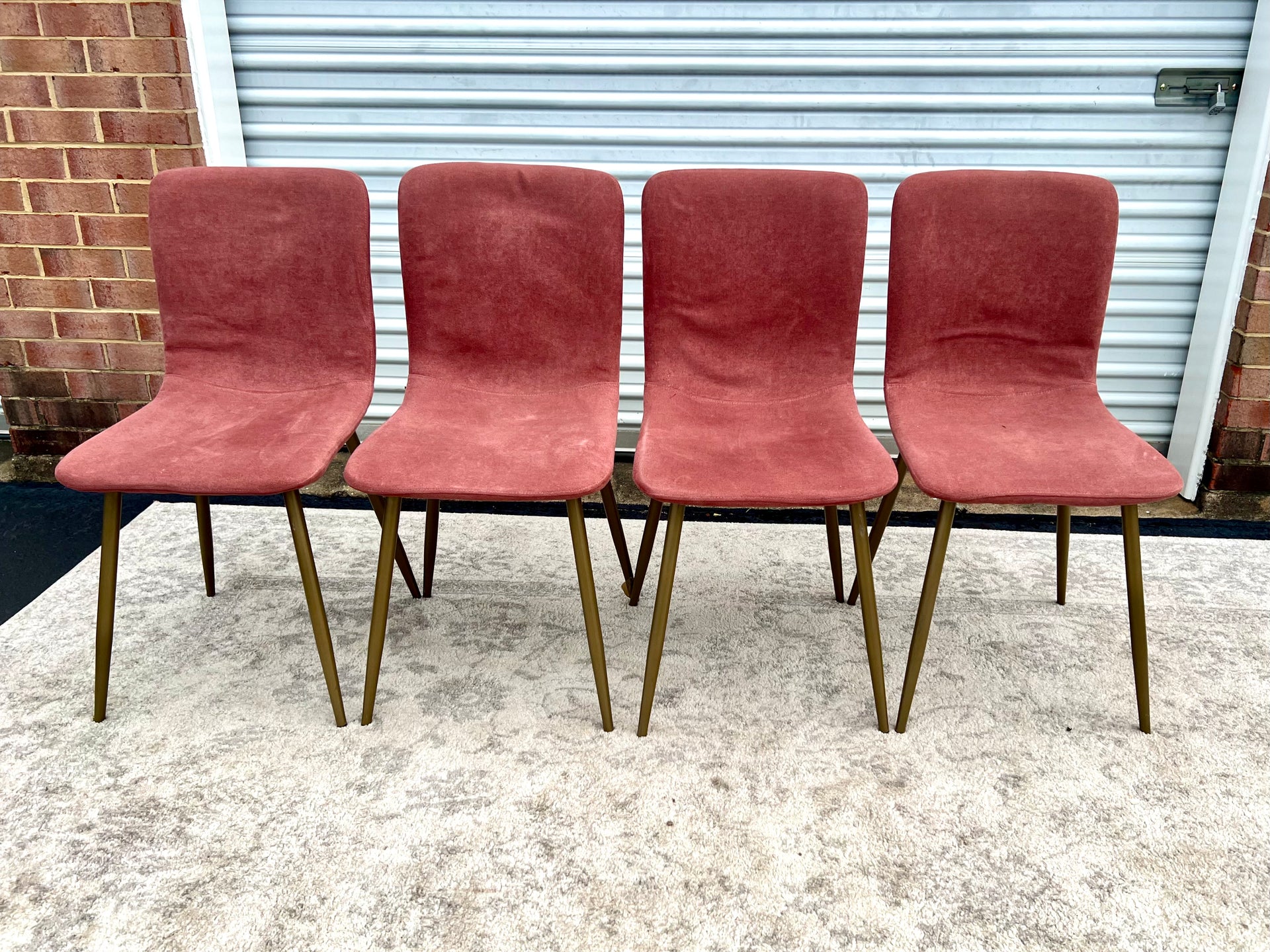 Contemporary Cranberry Upholstered Dining Chairs