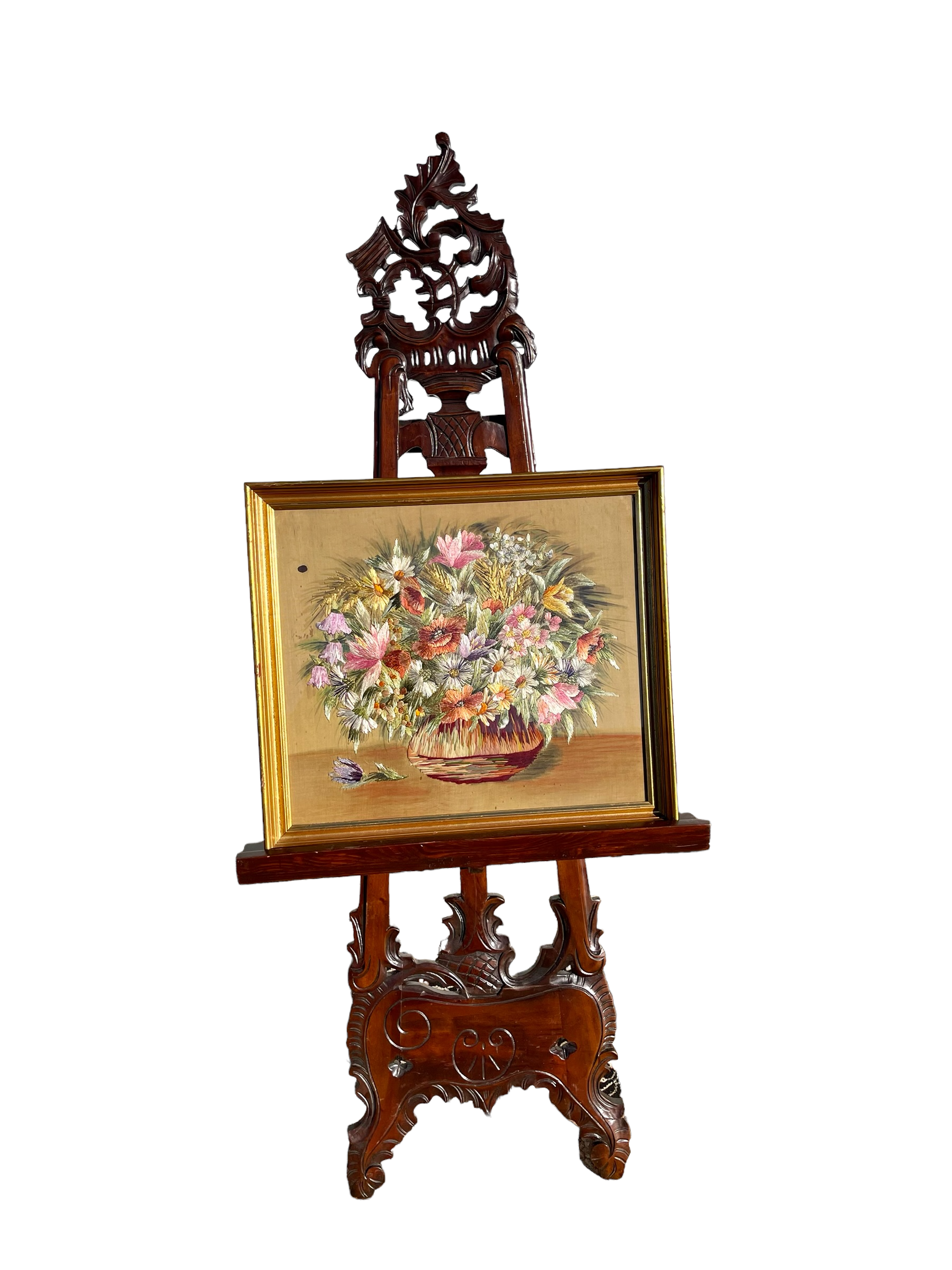 Vintage Stitched Flower Bouquet Artwork