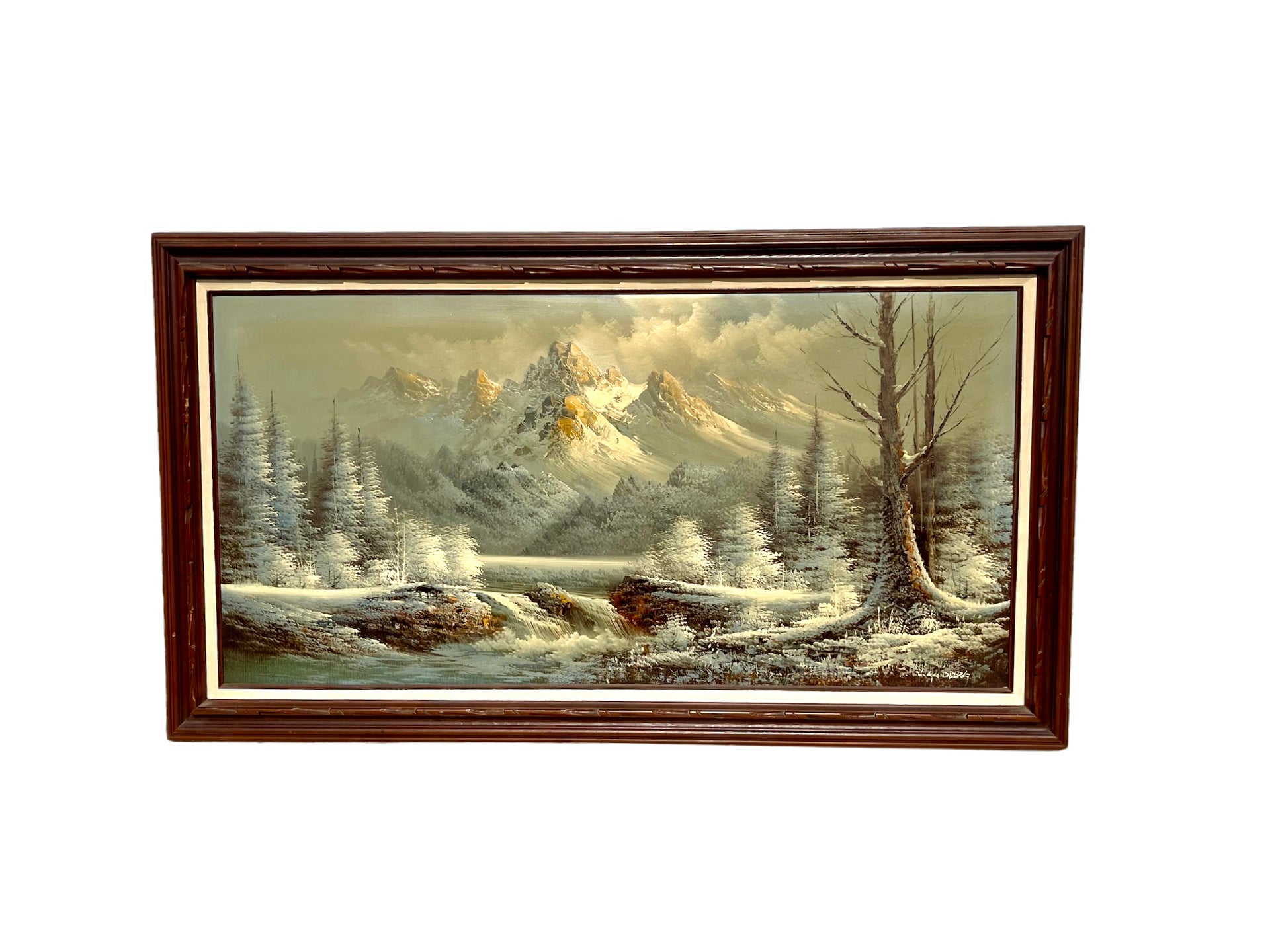 Large Mid Century Modern Oil on Canvas Landscape Painting